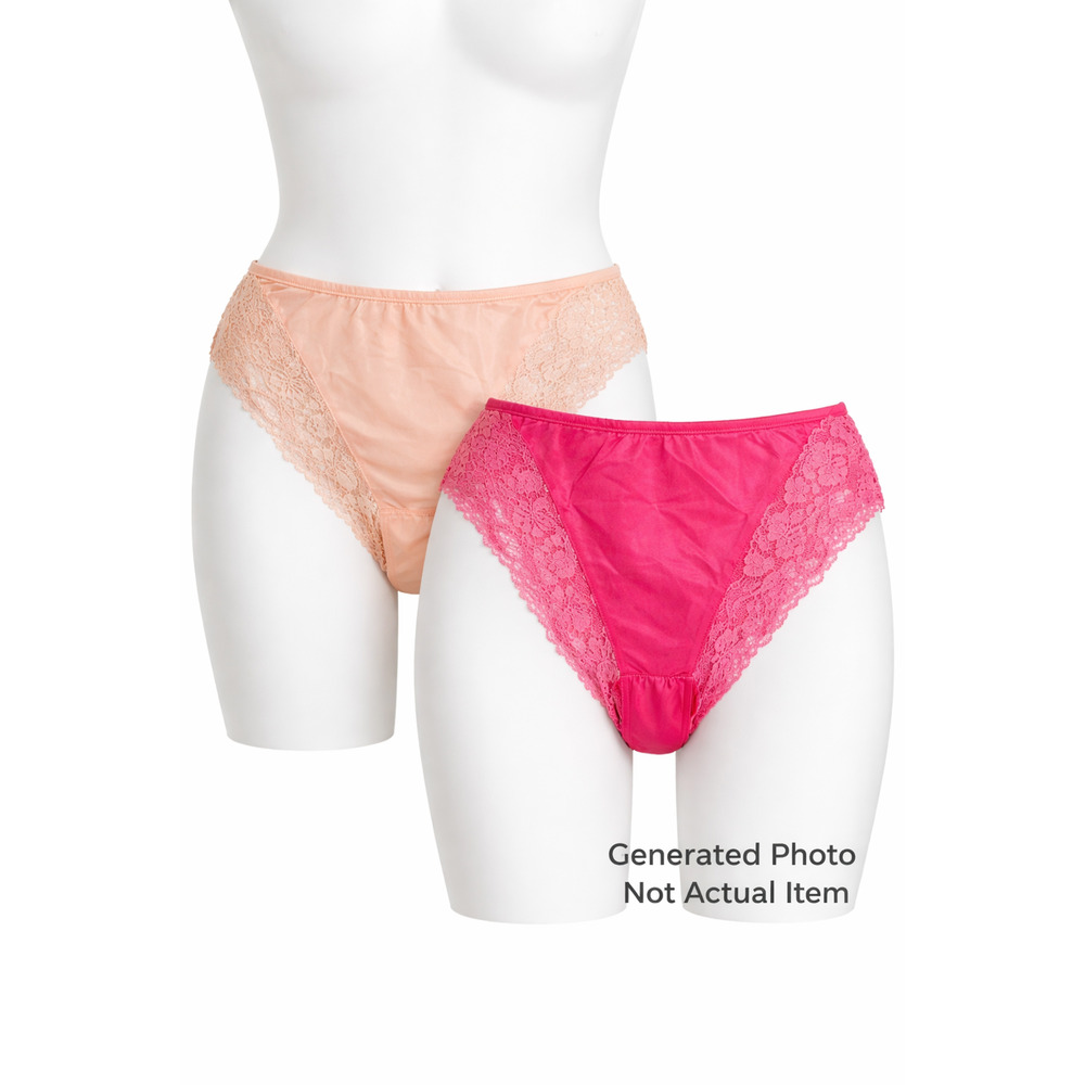 Vintage Nylon Lace Panties Retro Lingerie Cottagecore Granny Brief Lot 2 USA